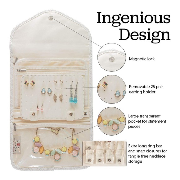 Brelox Gray Feathered Travel Jewelry Organizer Bag - Picture 4 of 6